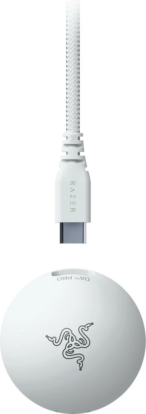 Ergonomski brezžični miška Razer DeathAdder V4 Pro, wireless in USB-C, 45K DPI, 6 gumbov, bela