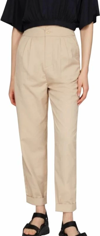 Tapered hlače s pliseji, ženske Tommy Hilfiger Tjw Shrs Pleated Tapered, krem