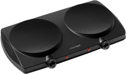 Električni štedilnik z dvema keramičnima ploščama, 2500 W, keramična plošča Ø 19,2 cm, nastavljiva temperatura, črn, Concept VE3060