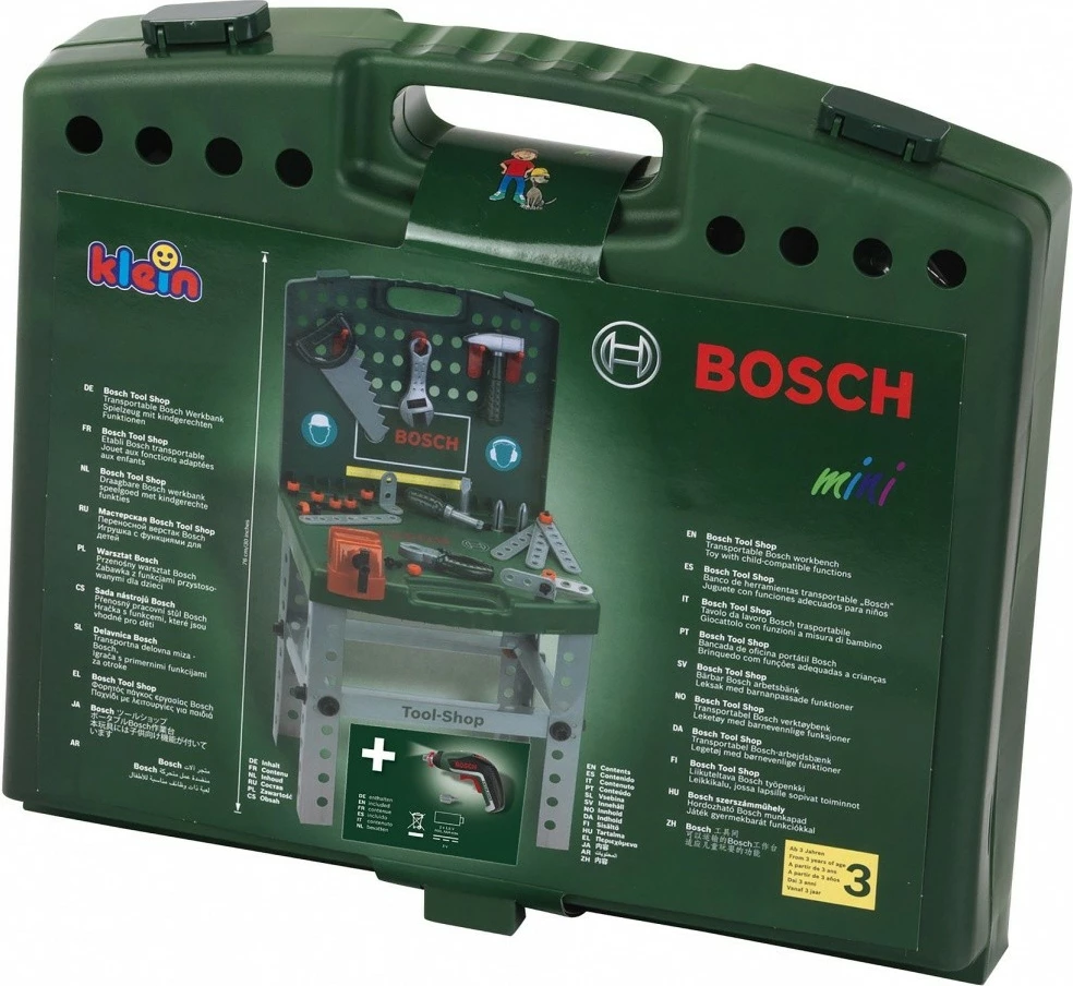 Set delavnic za otroke Bosch Toolbox z električnim izvijačem, zeleno