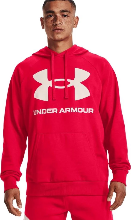 Pulover s kapuco Rival Fleece Under Armour, rdeč