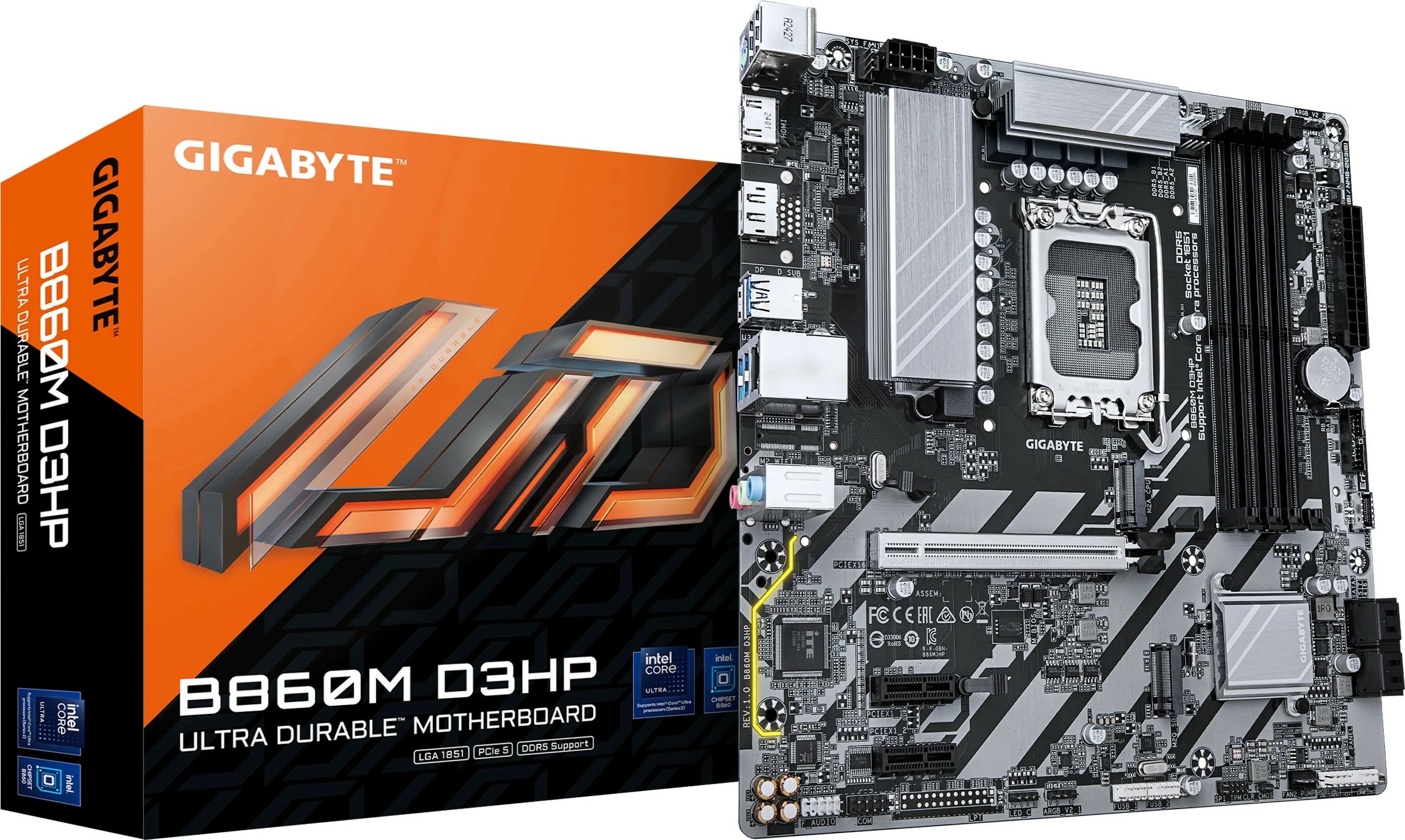 Plošča matična Gigabyte B860M D3HP, LGA 1851, DDR5, 2x M.2, PCIe 4.0, micro ATX