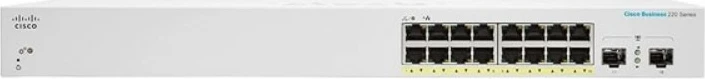 Upravljiv preklopnik z 16 Gigabit vrati, PoE, za rack Cisco CBS220-16P-2G