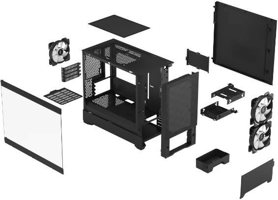 Računalniško ohišje Fractal Design Pop Mini Air RGB, Mini Tower, Micro ATX/Mini ITX, črno, kaljeno steklo