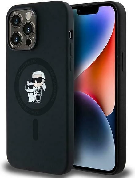Silikonski ovitek za telefon Karl & Choupette MagSafe za iPhone 14 Pro, Karl Lagerfeld, črn