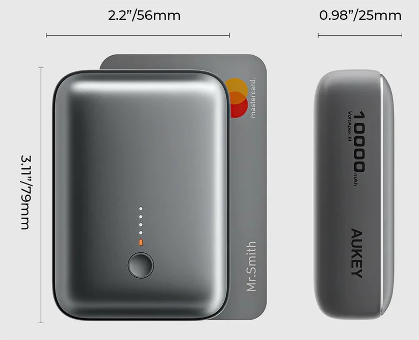 Power bank AUKEY PB-Y55, 10000 mAh, 22,5 W, 2x USB, siv Power bank AUKEY PB-Y55, 10000 mAh, 22,5 W, 2x USB, siv