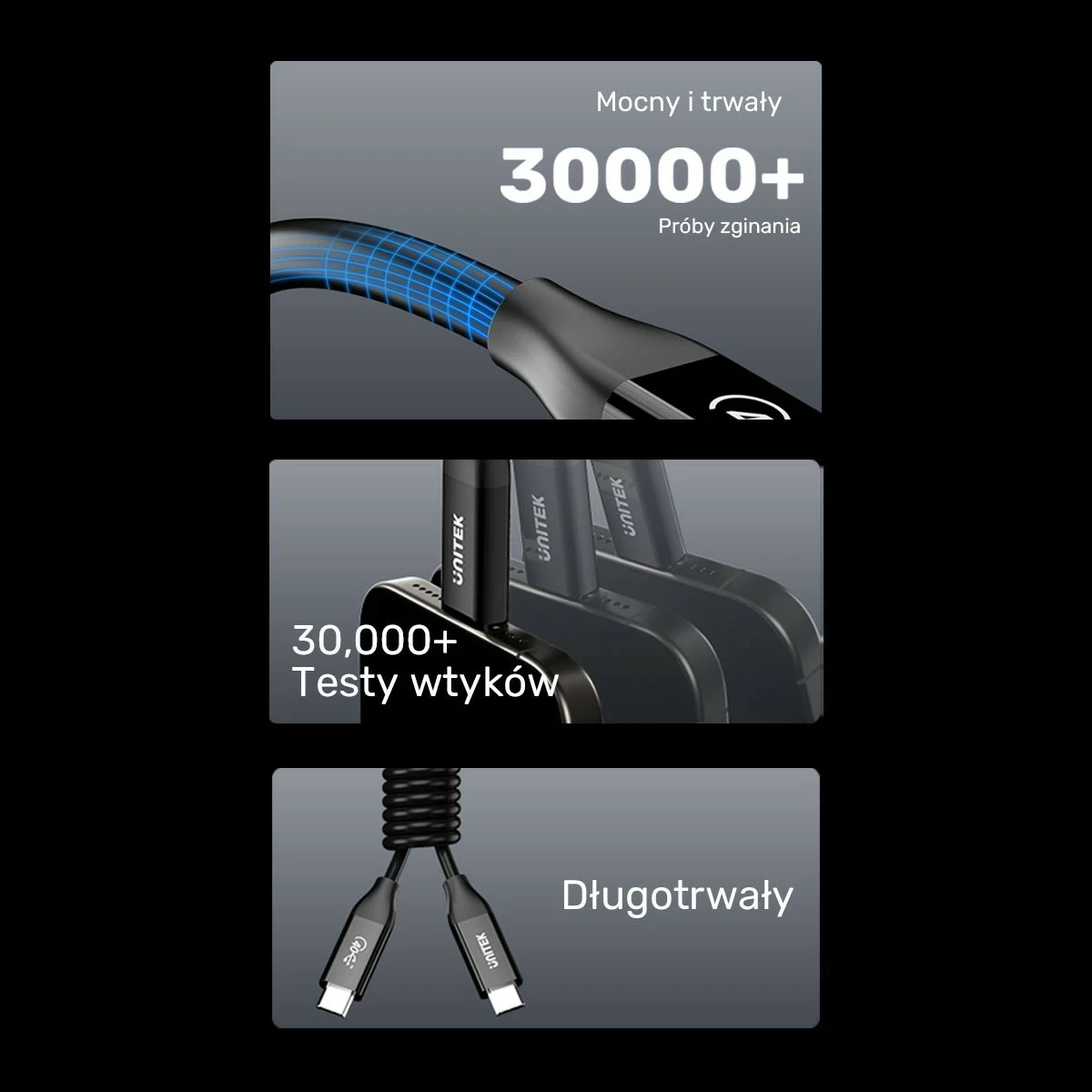 Kabel USB-C 4.0, 100 W, 40 Gbps, 8K, 2 m, črn Unitek