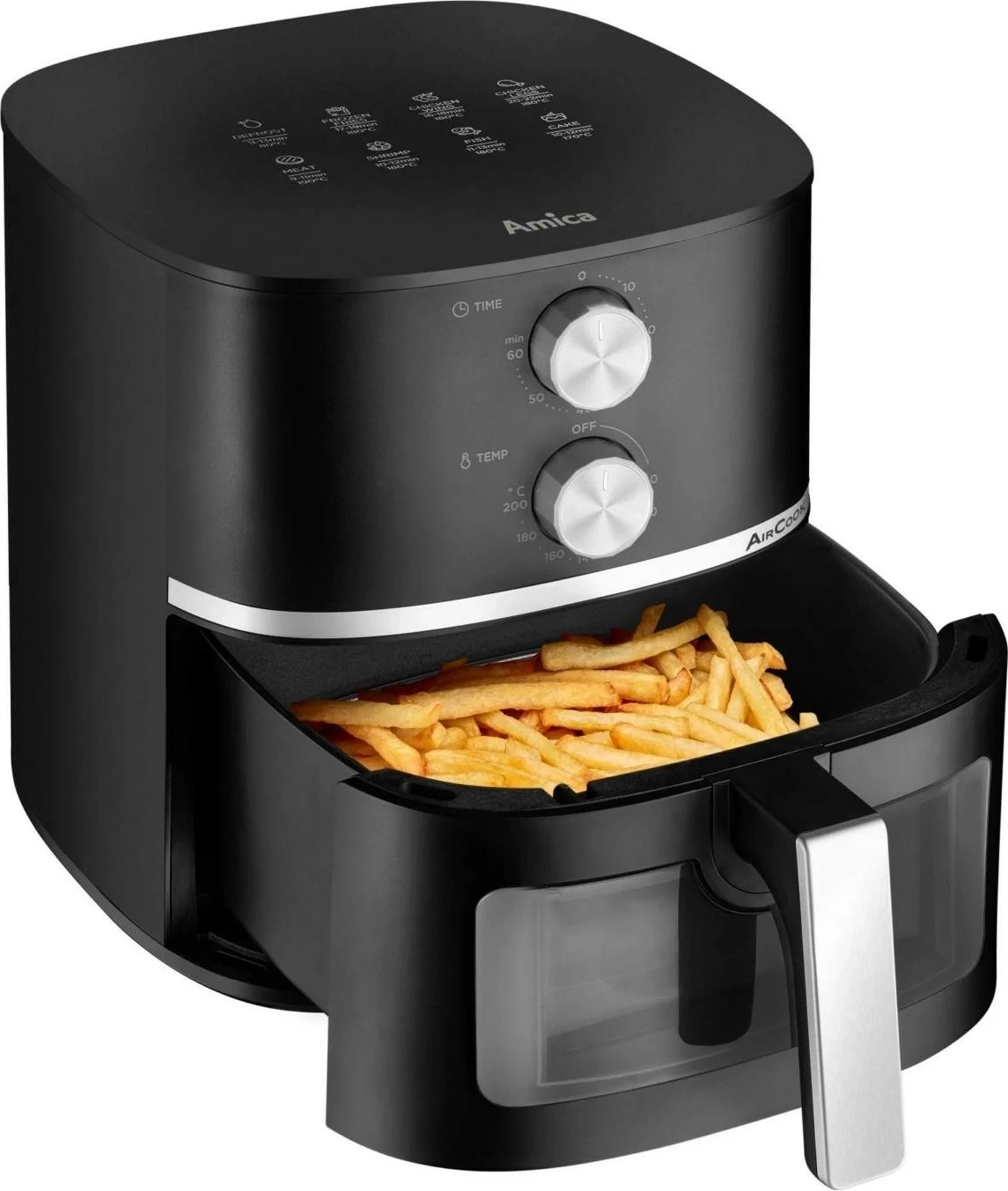 Cvrtnik brez olja Amica AFM Friend 2020, 5,5 l, črn