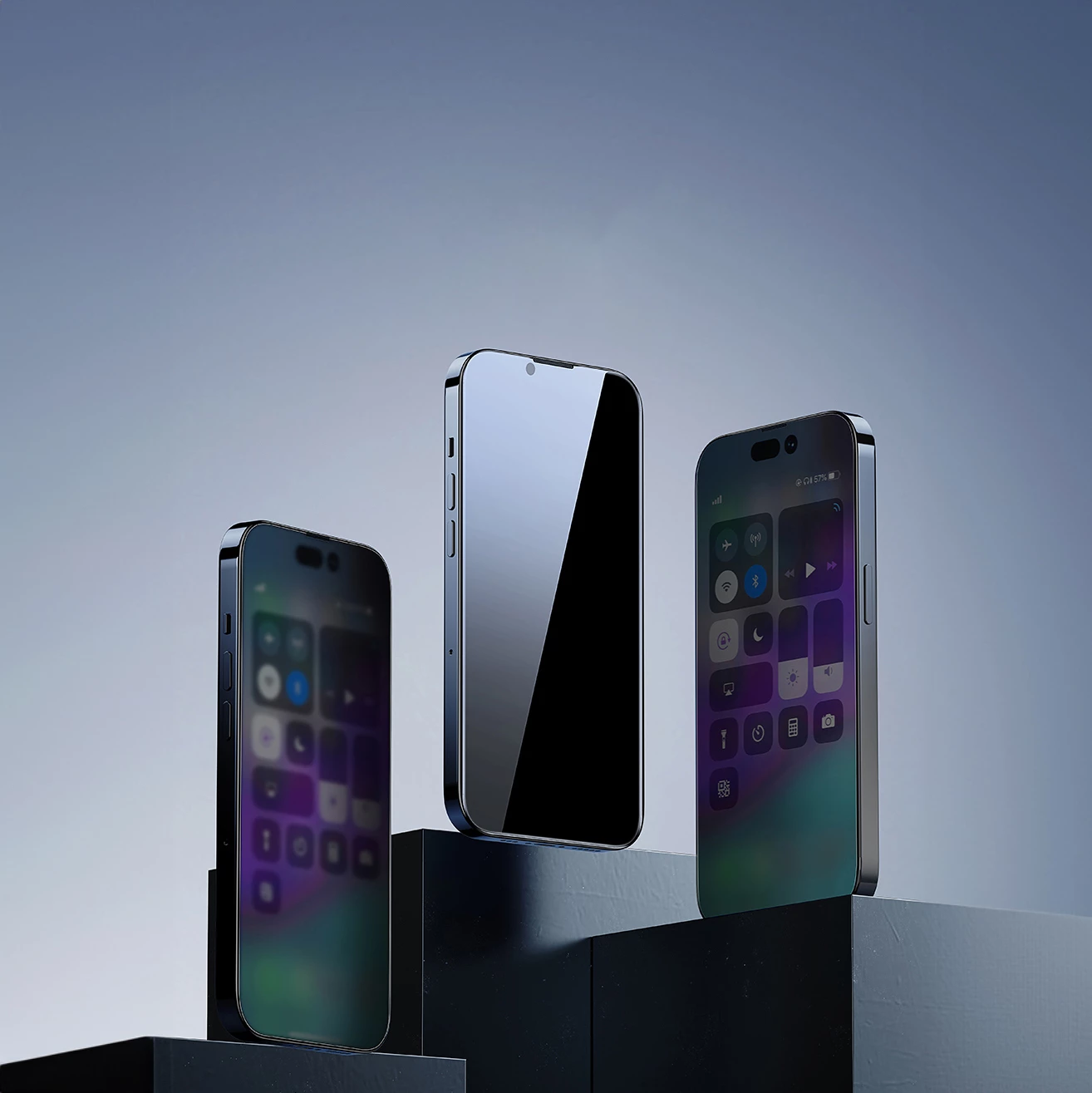 Kaljeno zaščitno steklo z filtrom zasebnosti, 0,4 mm za iPhone 14 Pro — Baseus, komplet za namestitev, prozorno