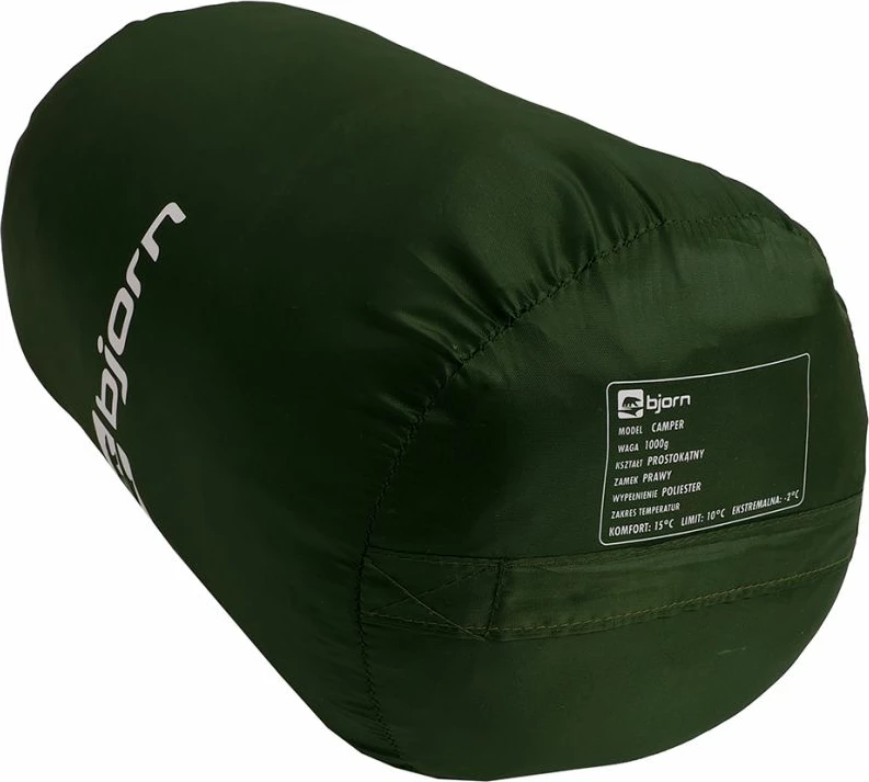Spalna vreča 180x75 cm Bjorn Camper, za moške in ženske, zelena