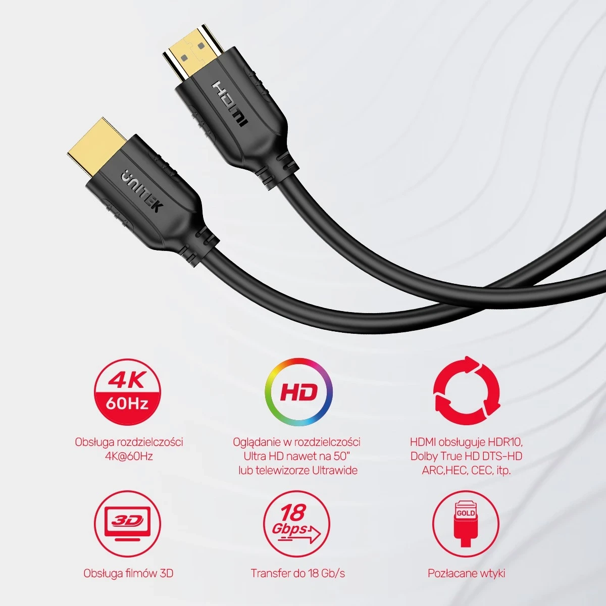 HDMI kabel Unitek 2.0, 4K 60Hz, 15 m, črn