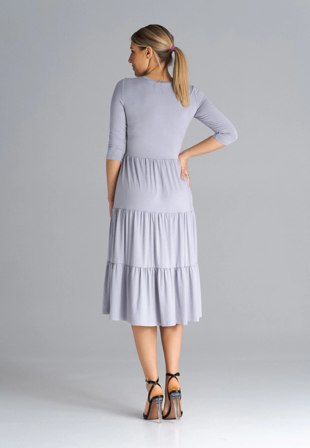 Midi obleka Figl 180850, siva