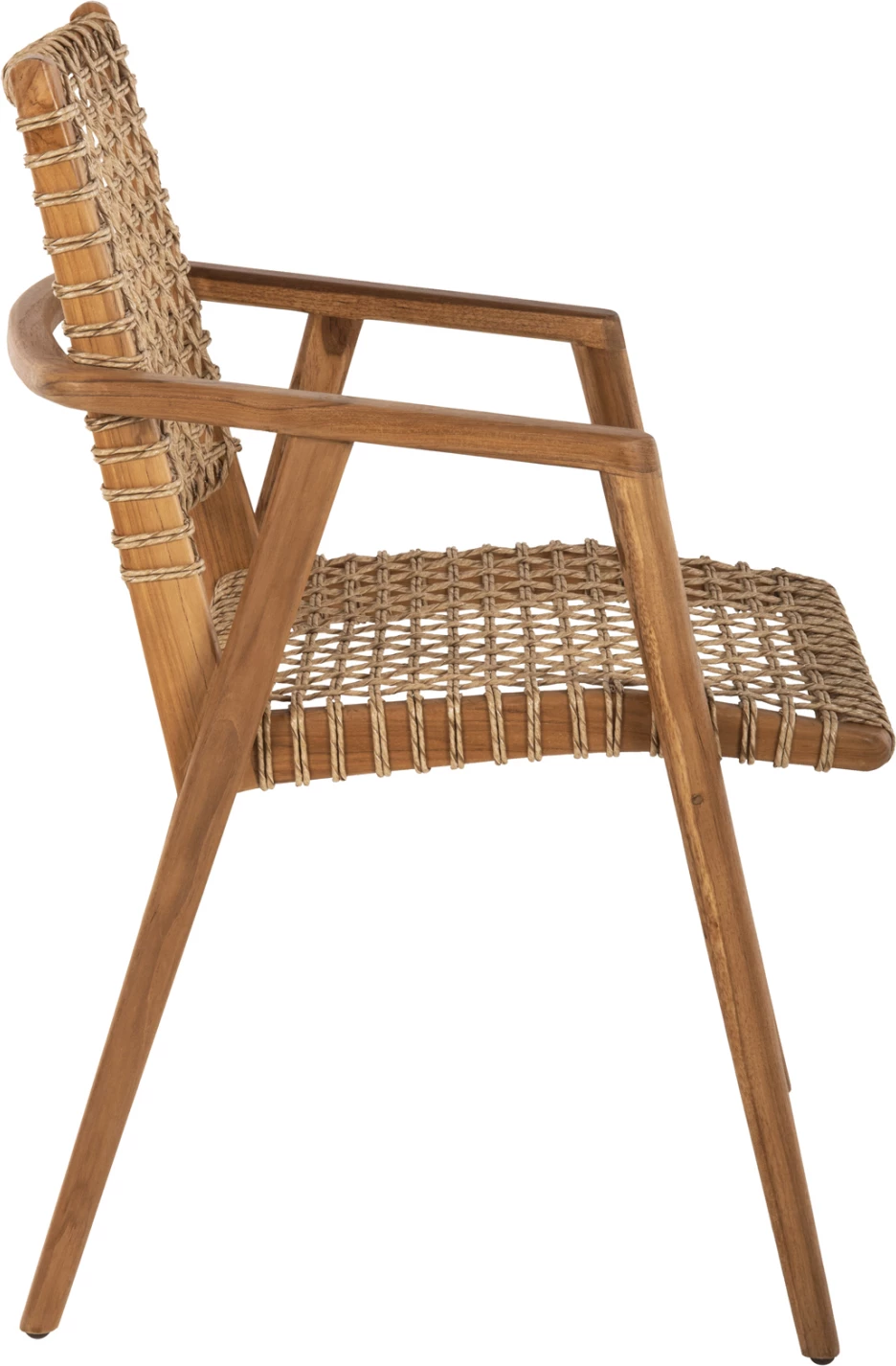 VAYA naslanjač iz tikovine in sintetične vrvi v naravni barvi 54x59x84Hcm