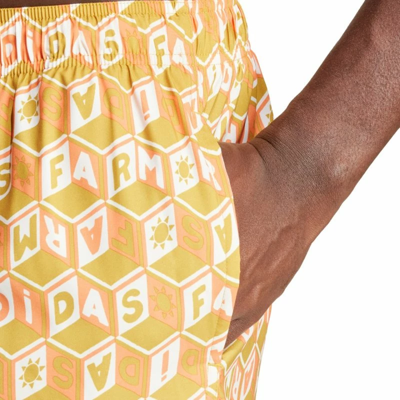 Kratke kopalne hlače FARM Rio 3-Stripes adidas za moške, rumene