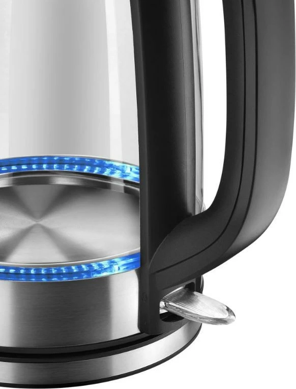 Električni grelnik vode iz borosilikatnega stekla Amica Glass Kettle KD2050G, 1,7 L, črno/prosojen