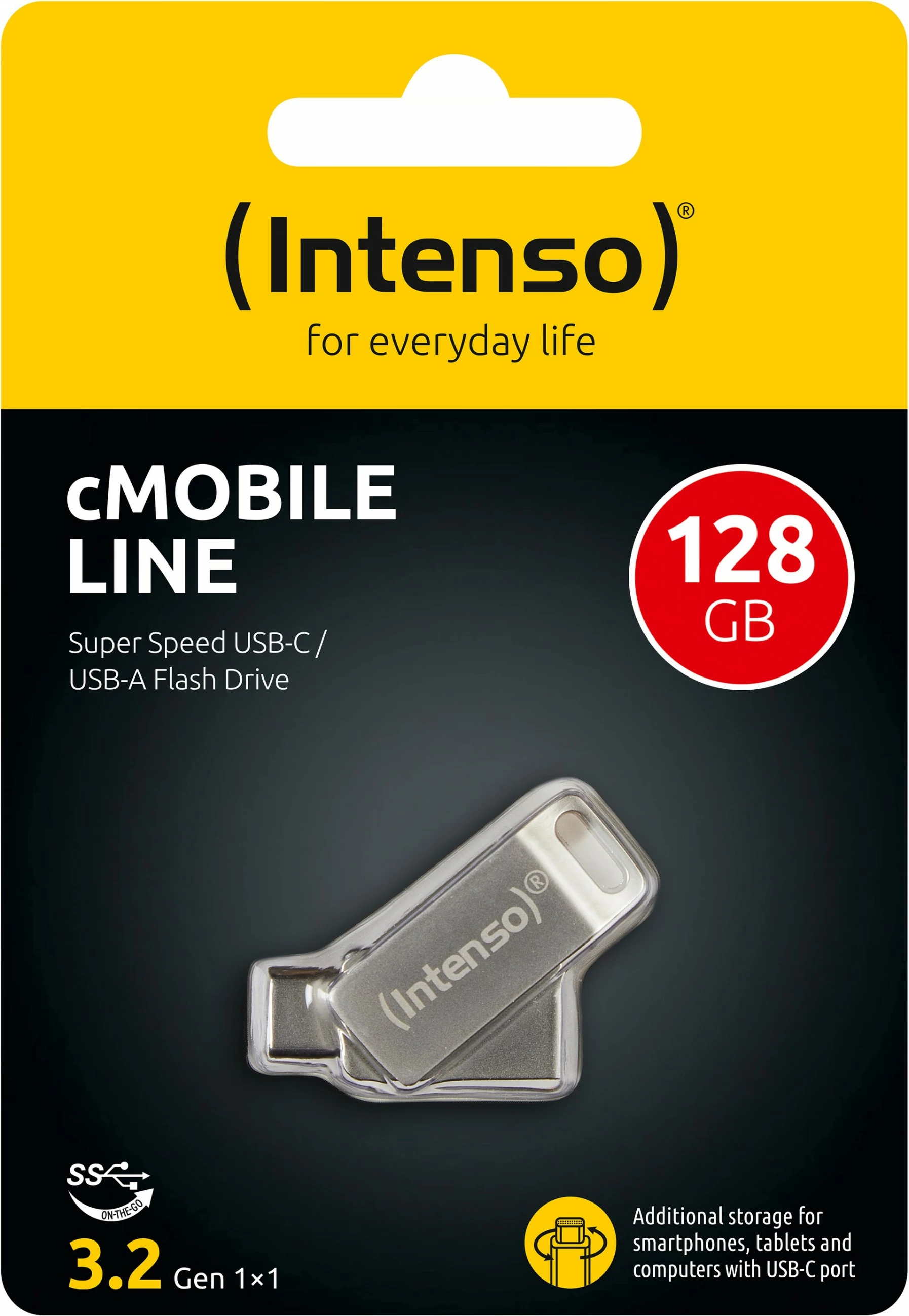 USB ključek 128 GB, USB Type-A/Type-C, 3.2 Gen 1, Intenso cMobile Line, srebrn USB ključek 128 GB, USB Type-A/Type-C, 3.2 Gen 1, Intenso cMobile Line, srebrn