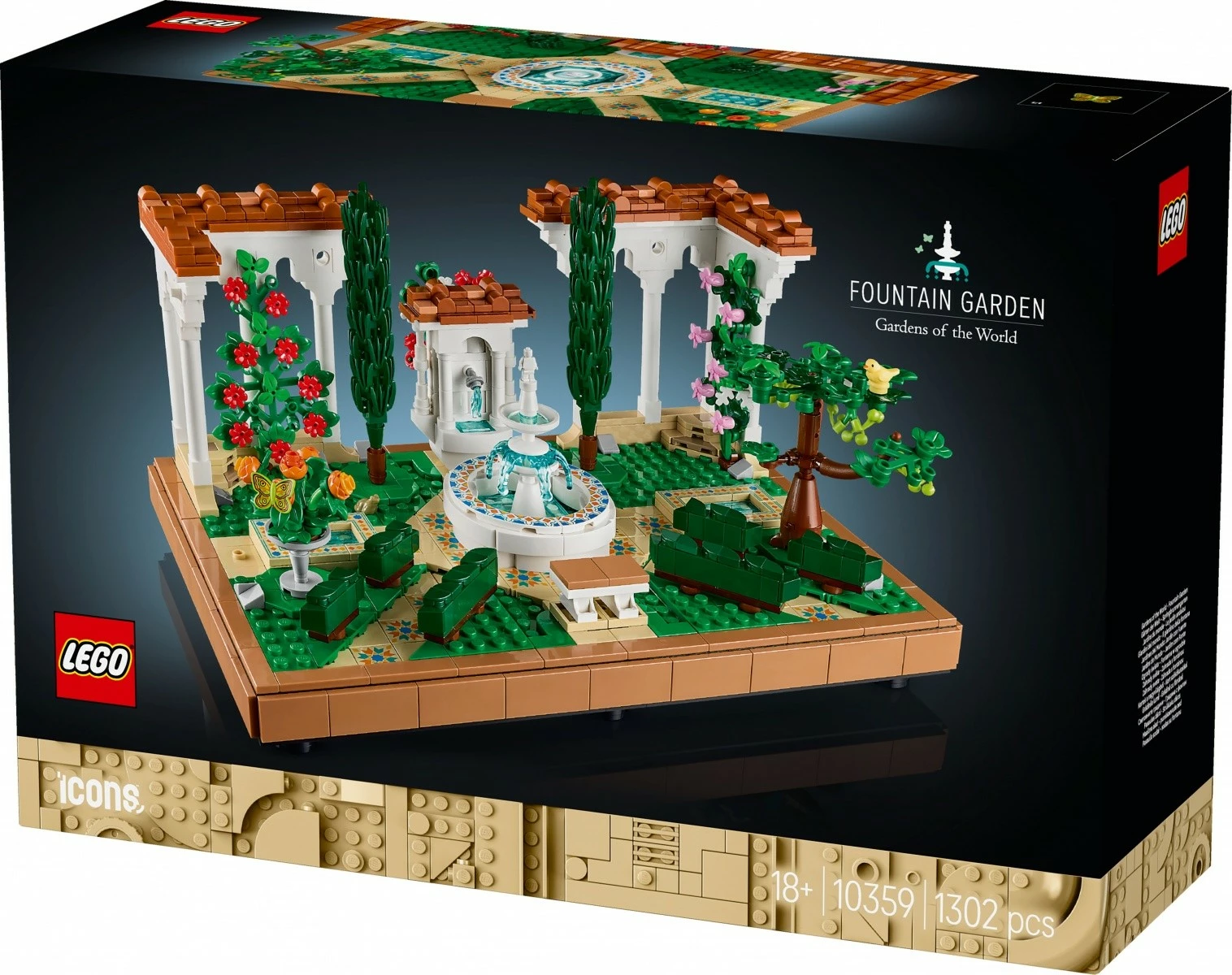 Komplet za sestavljanje vrtni vodnjak LEGO Icons 10359 Garden Fountain, 1302 delov, plastika