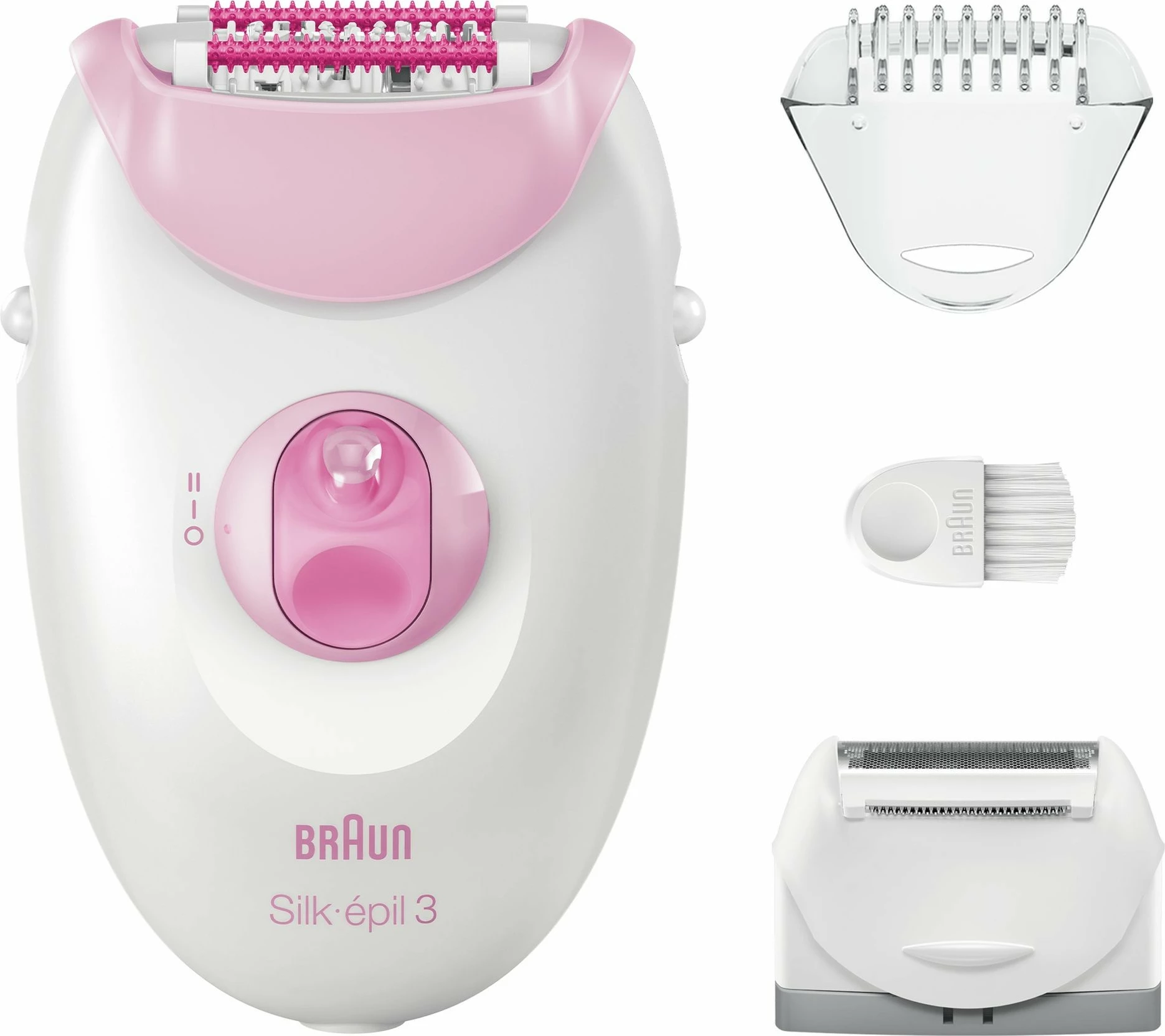 Epilator Silk-épil 3 3-031, 20 pincet, lučka, trimer, roza/bel Braun