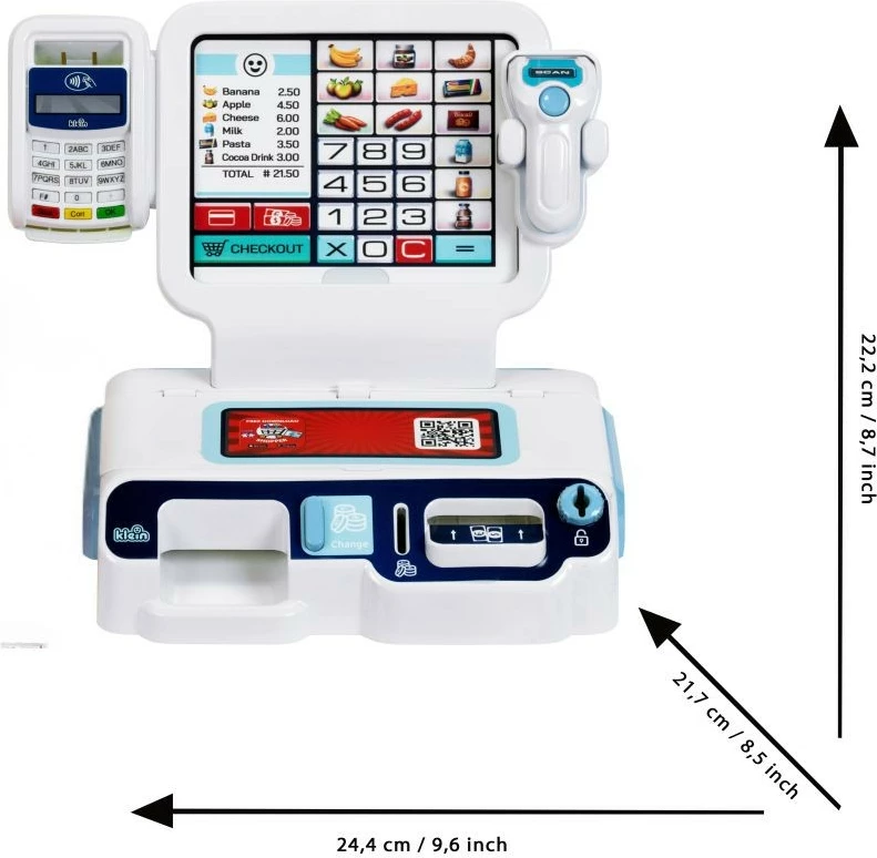Igrača blagajna z aplikacijo Klein 7265, večbarvna, komplet dodatkov