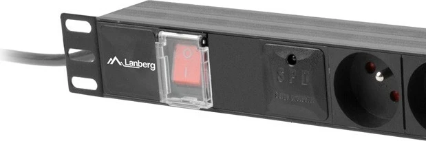 Razdelilec napajanja za rack Lanberg PDU-06E-0200-BK, 6 vtičnic, 1U, 16A, 2 m, črn
