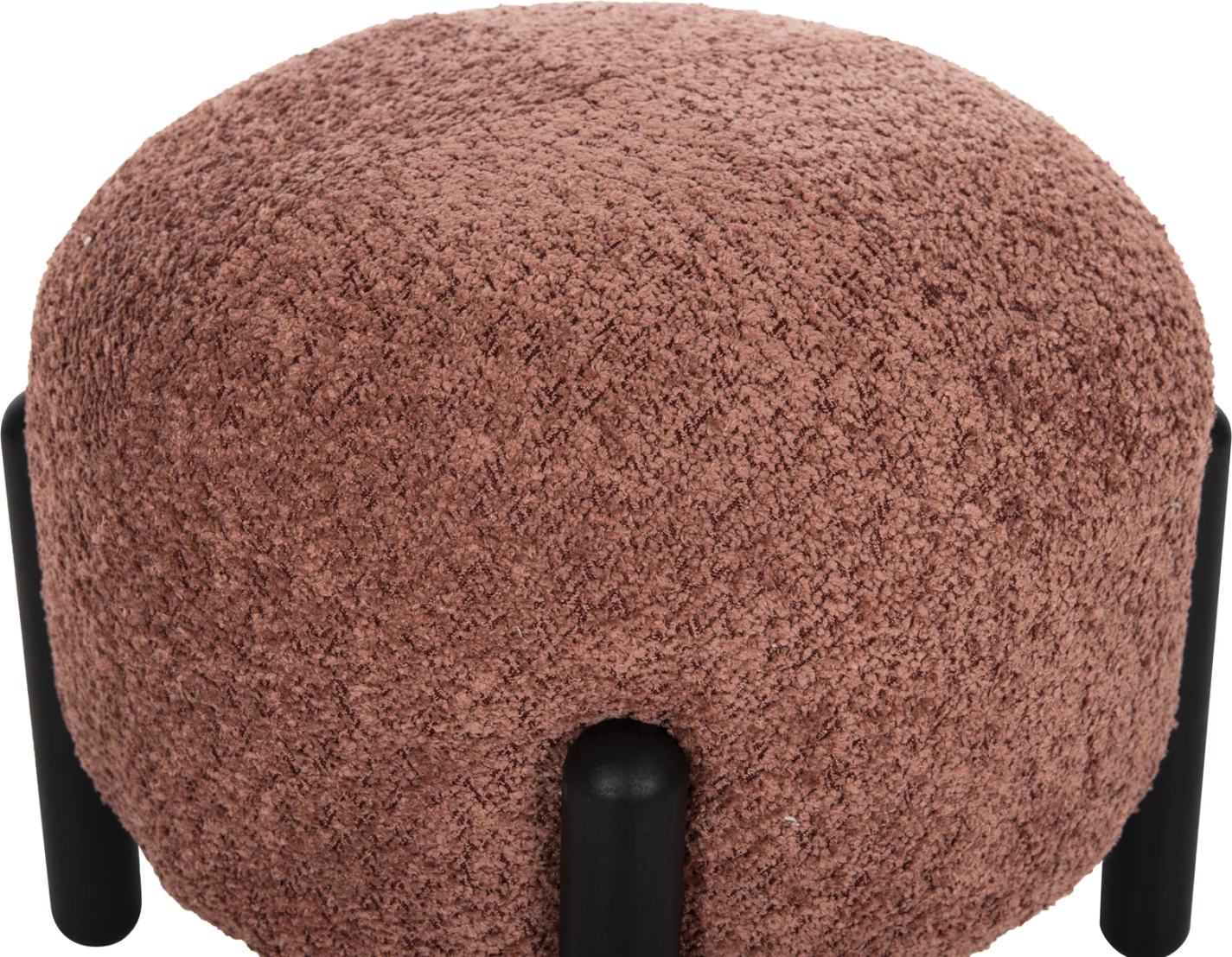 Okrogli stol EWAN FH9596.02 iz roza boucle tkanine s črnimi kovinskimi nogami Φ45x36Hcm