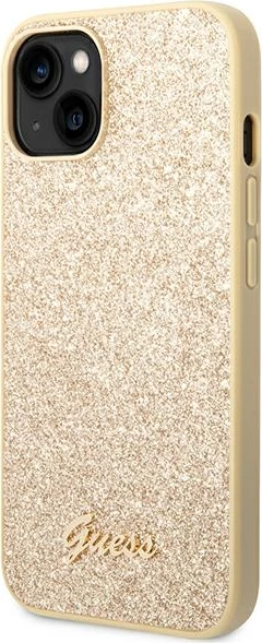 Ovitek za telefon Glitter Script za iPhone 14 6,1", Guess GUHCP14SHGGSHD, trd ovitek, zlata