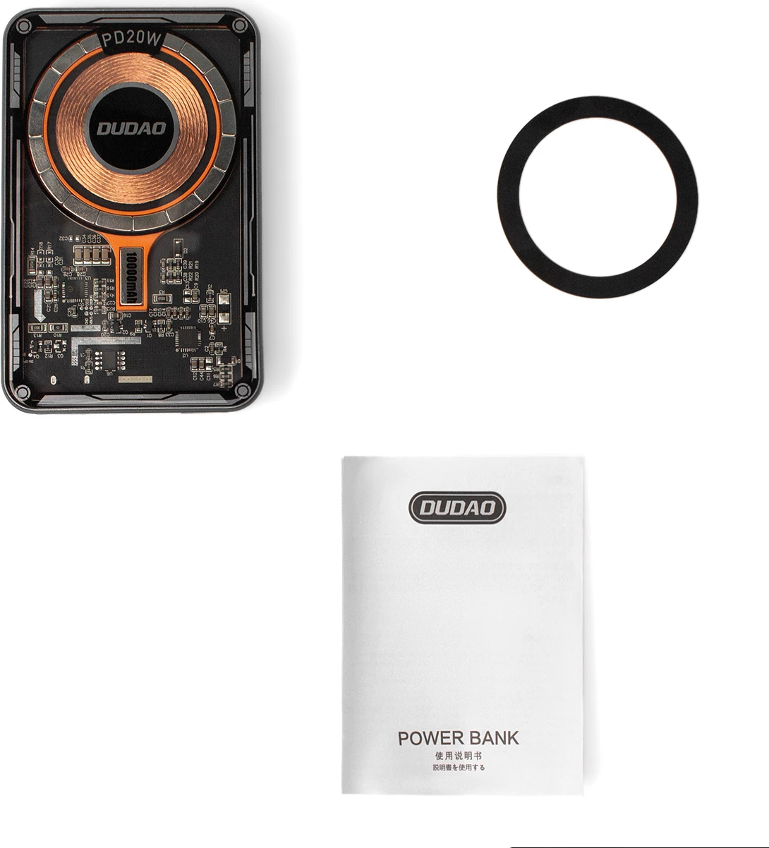 Power bank Dudao TGK1, 10000 mAh, MagSafe brezžično, 20 W, črn