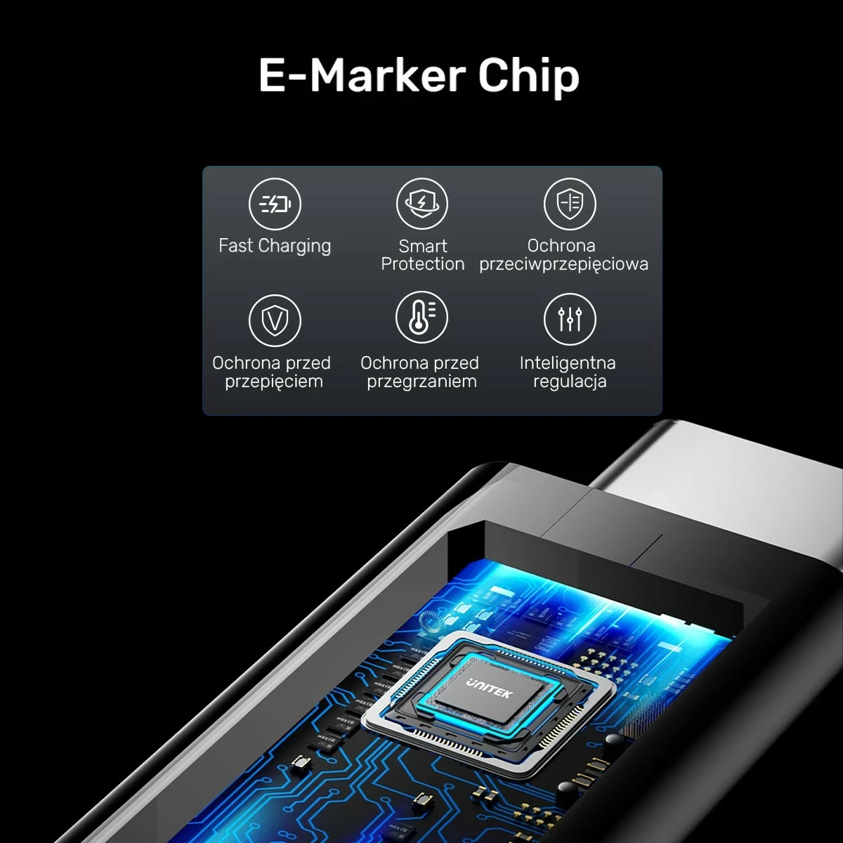 Kabel USB-C 4.0, 100 W, 40 Gbps, 8K, 2 m, črn Unitek