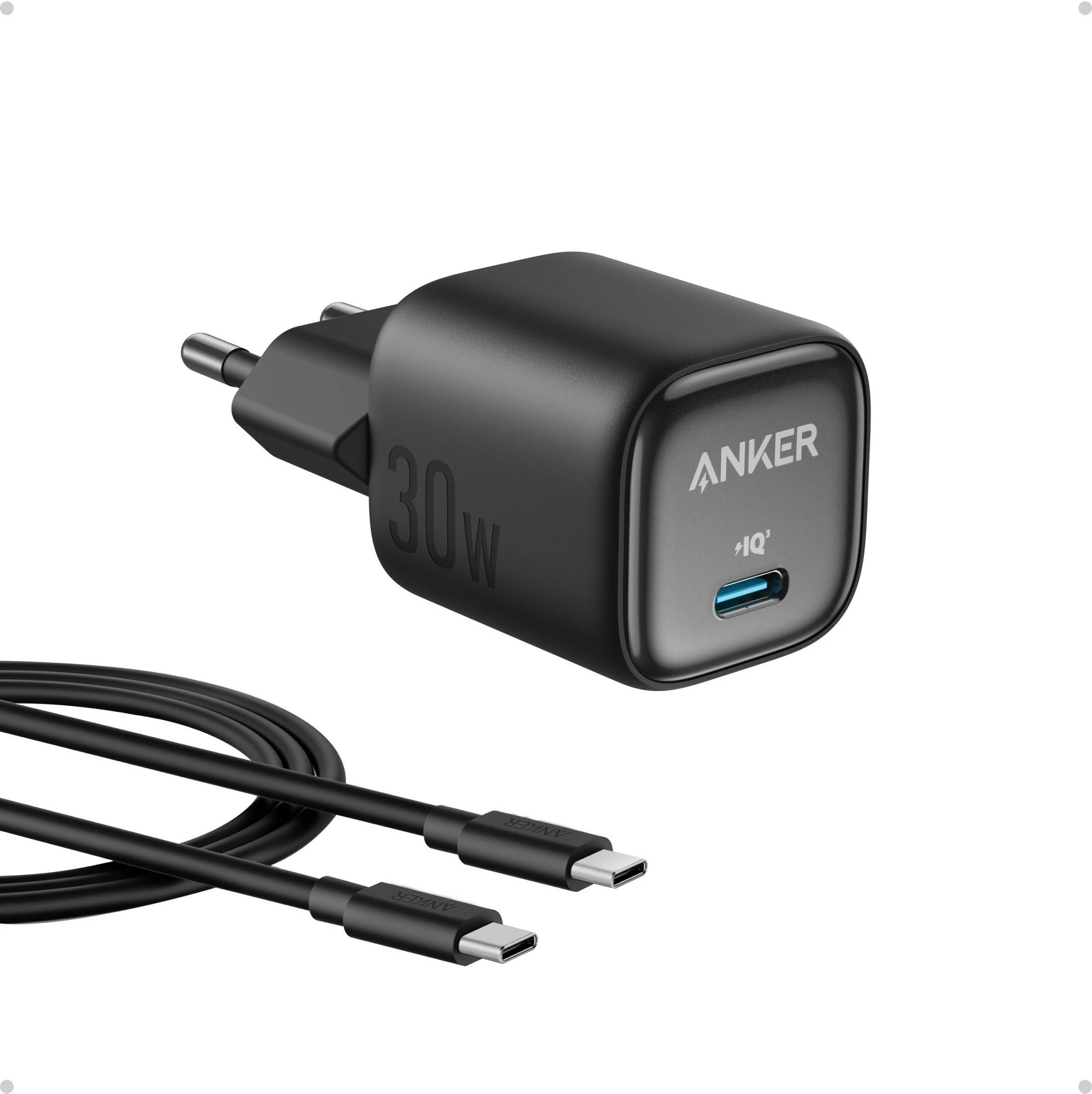 Polnilnik 30 W, GaN, USB-C, črn Anker
