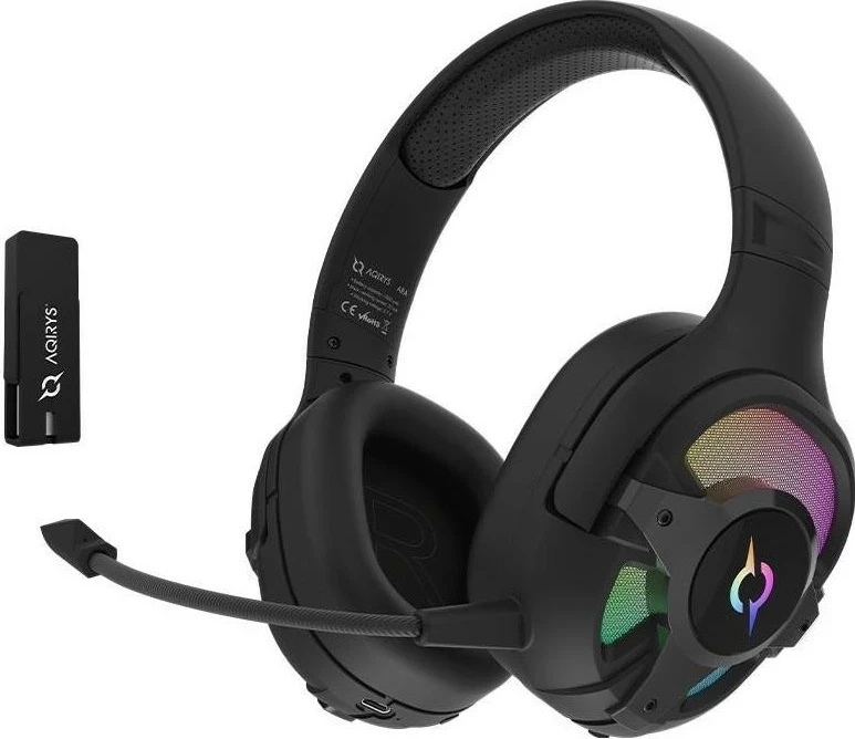 Brezžične in žične igralne slušalke AQIRYS ARA, črne