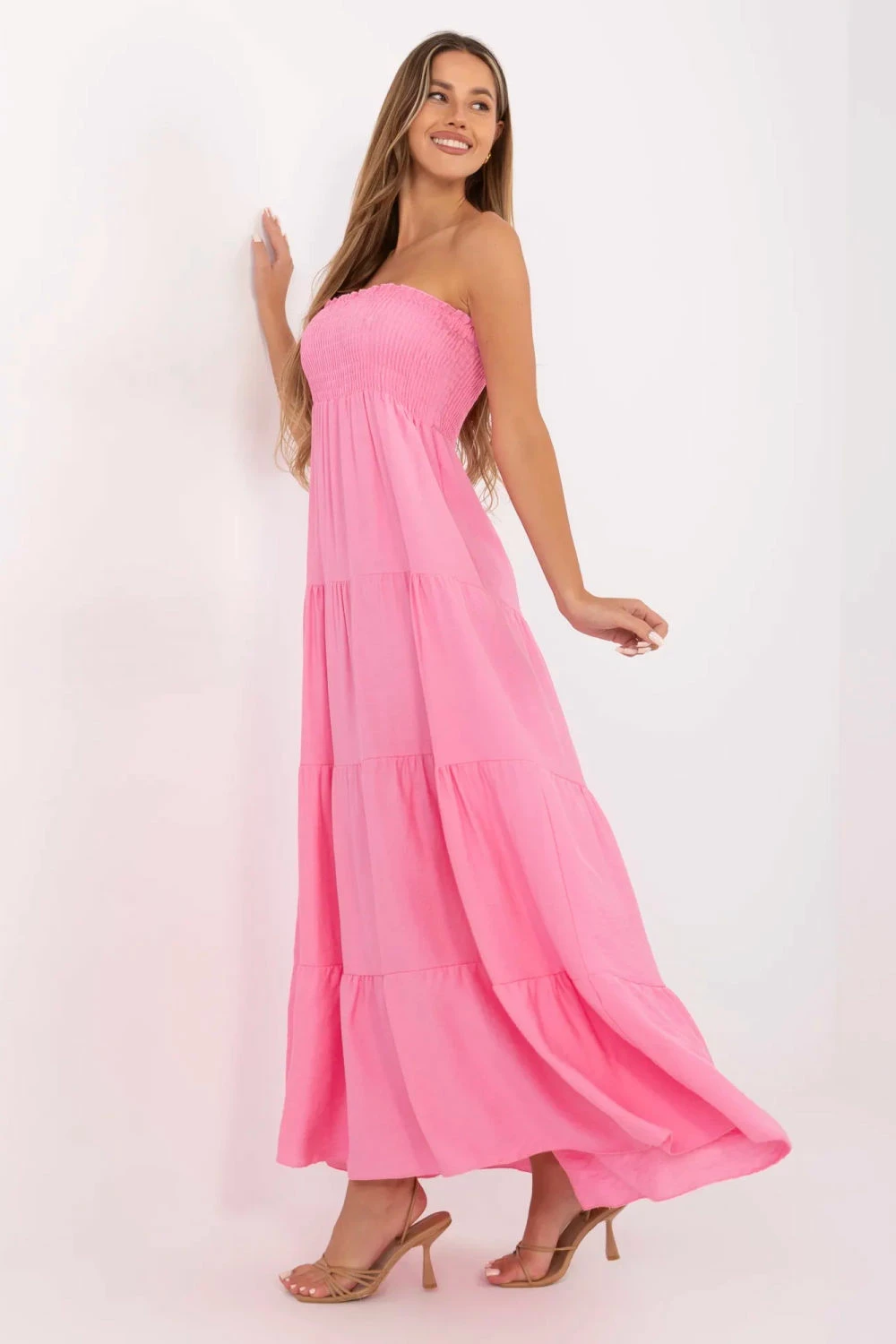 Poletna maxi obleka Italy Moda 214483, roza