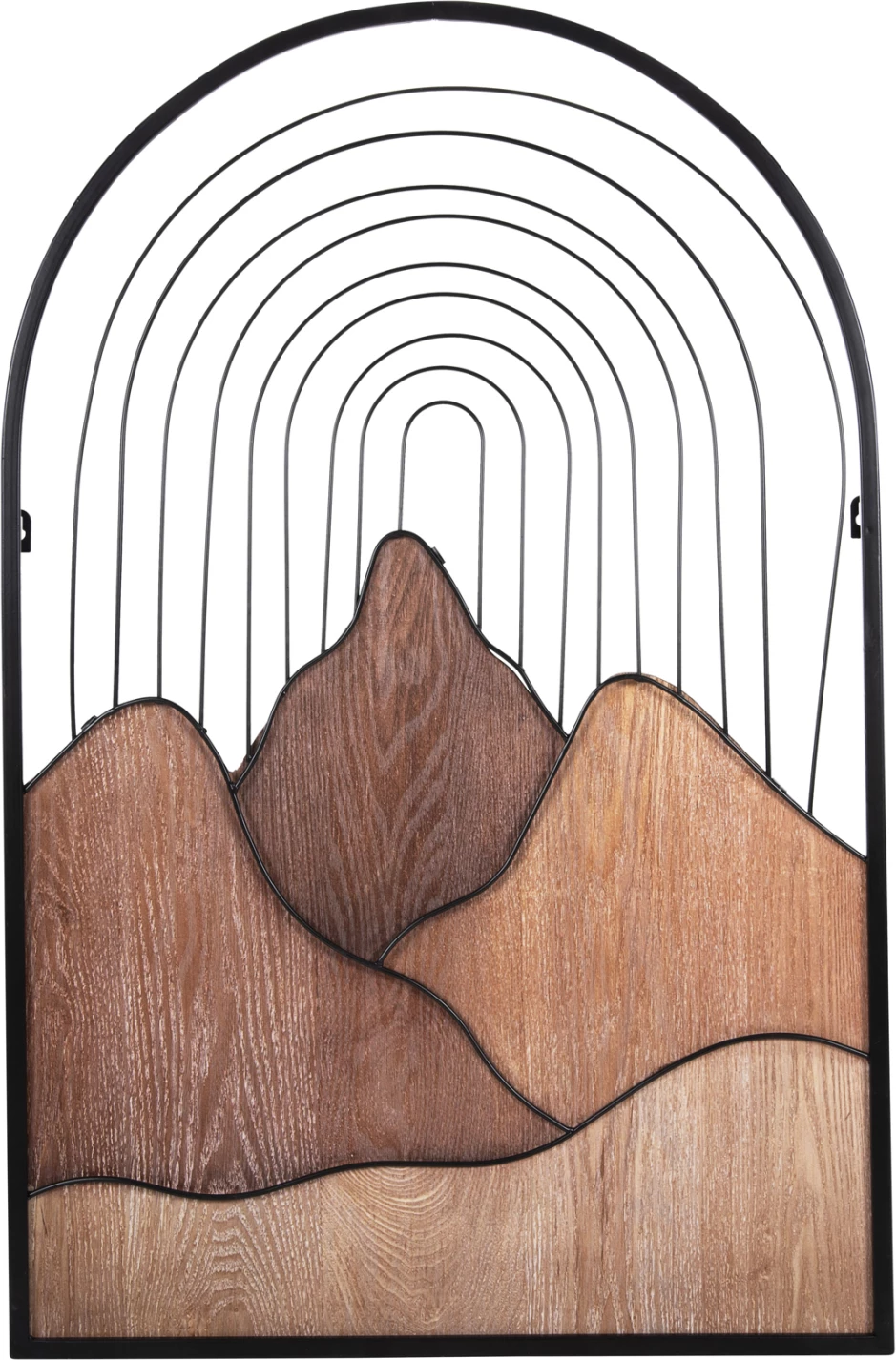 Stenska dekoracija FH4220 naravne barve lesa-črna kovina 60x3,5x93Hcm