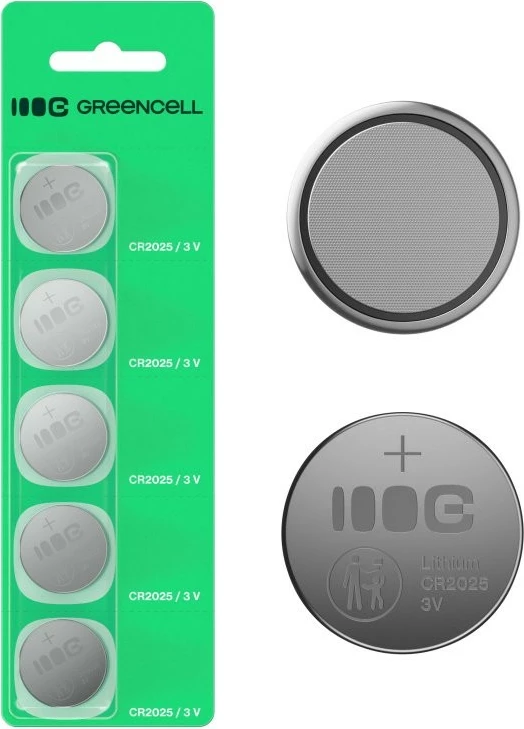 Gumbna baterija CR2025, 3V, 160 mAh, litij, set 5 kosov, Green Cell