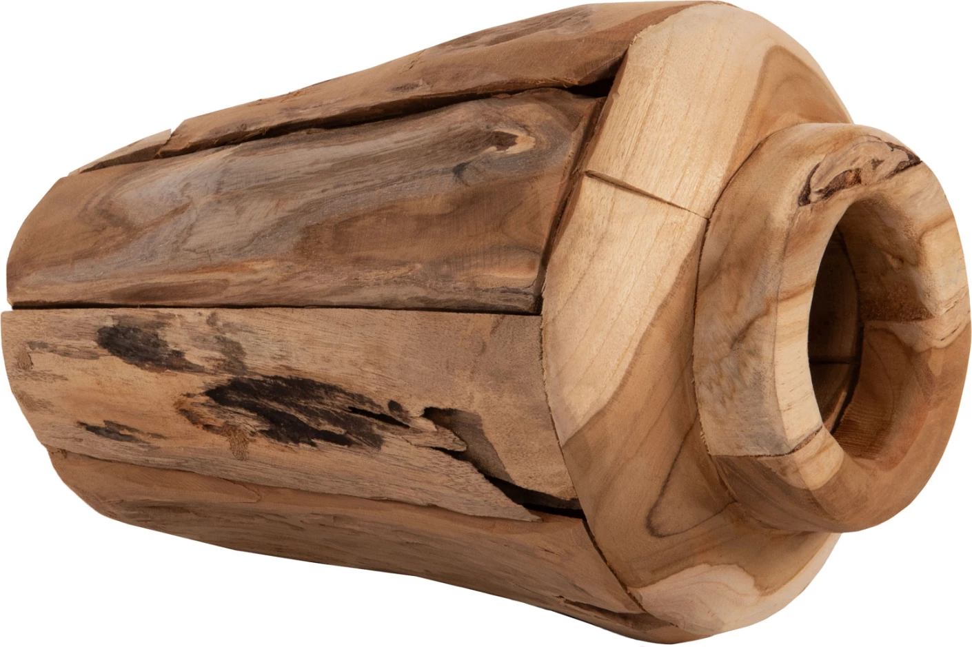 Dekorativna vaza FH7917 iz recikliranih kosov tikovega lesa v naravni barvi Φ15x30Hcm