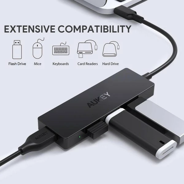 HUB USB-C, 4x USB 3.1, črn AUKEY CB-C64