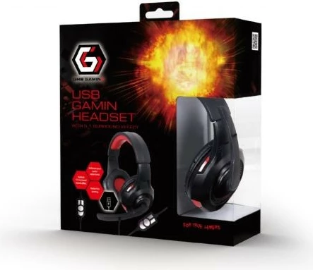 Slušalke 5.1 za gaming Gembird GHS-U-5.1-01 z mikrofonom, USB, črno/rdeče