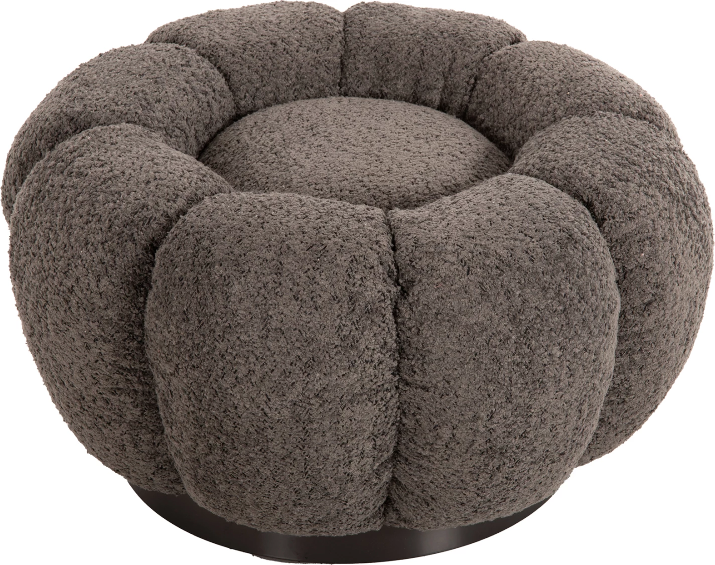 Okrogli stol KRIPP FH9602.01 sivo boucle-črna kovinska osnova Φ60x31Hcm