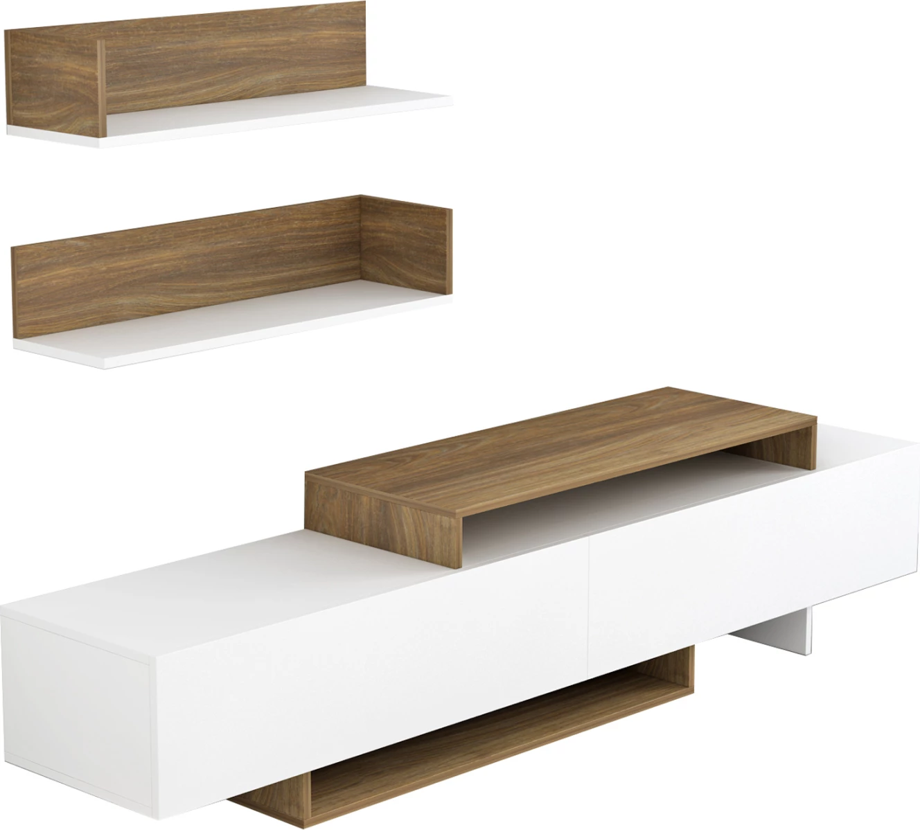 Komplet pohištva za TV EDUARDO FH8909.12 melamin v beli-naravni barvi 180x29,5x45Hcm
