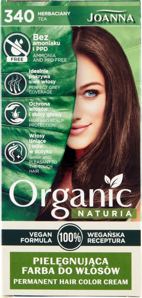 Barva za lase za ženske Naturia Organic 340 zeliščna, Joanna, 1 kos