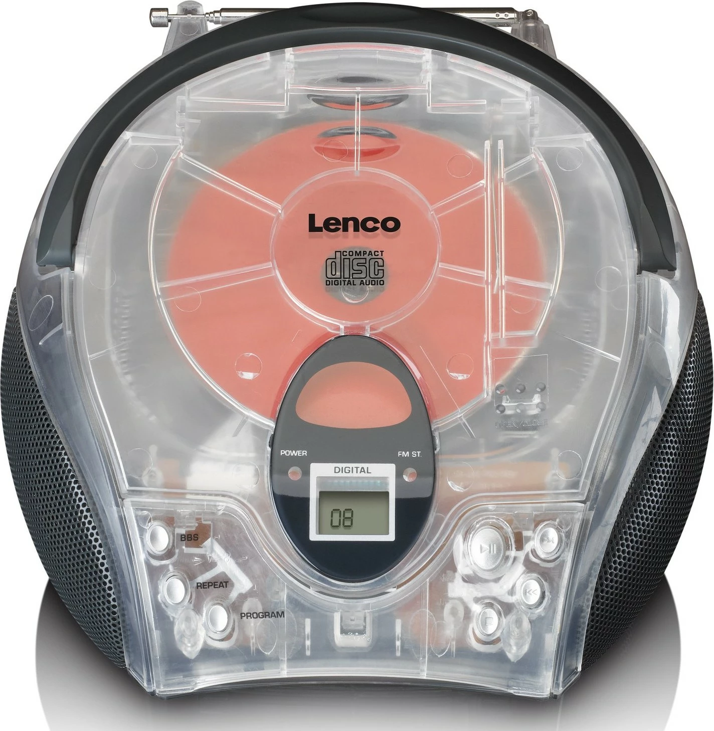 Prenosni radio, Bluetooth, CD, prozoren Lenco SCD-24 Prenosni radio, Bluetooth, CD, prozoren Lenco SCD-24