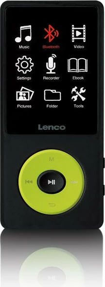 MP4 predvajalnik Lenco Xemio-860GR, 256 GB, Bluetooth, microSD, črno/lime