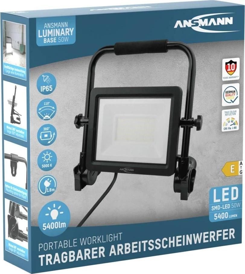 LED reflektor 50 W, aluminij, črn Ansmann FL50W-AC