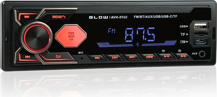 Avtoradio 1DIN, MP3, USB, USB-C, micro SD, Bluetooth BLOW AVH-8960, črn