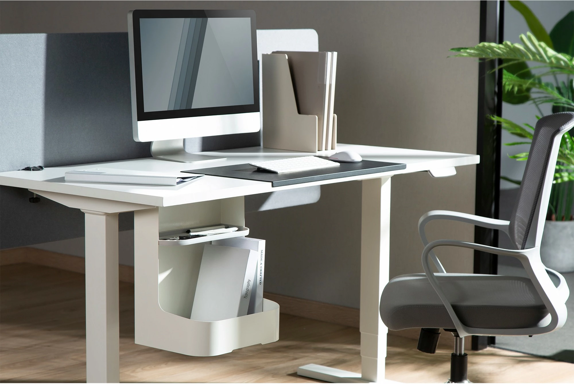 Podmiza za pisalno mizo Digitus Schreibtisch Unterbau-Ablage, plastika/kovina, bela