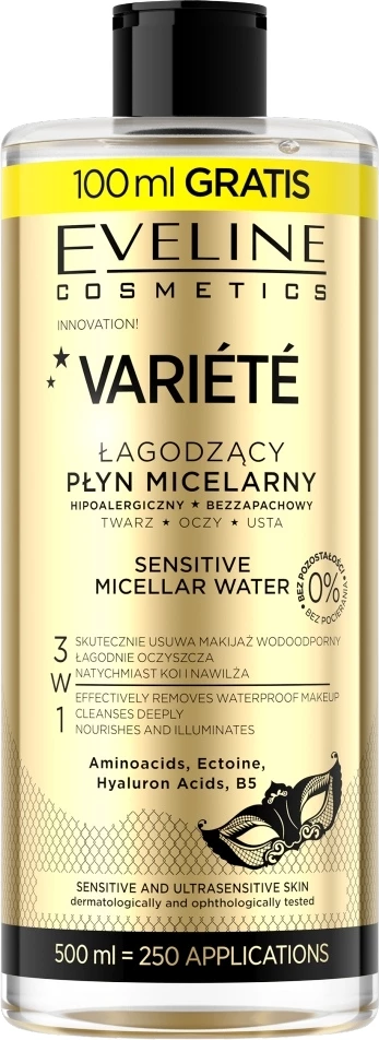 Micelarna voda za ženske Eveline Cosmetics Variety Soothing, 500 ml