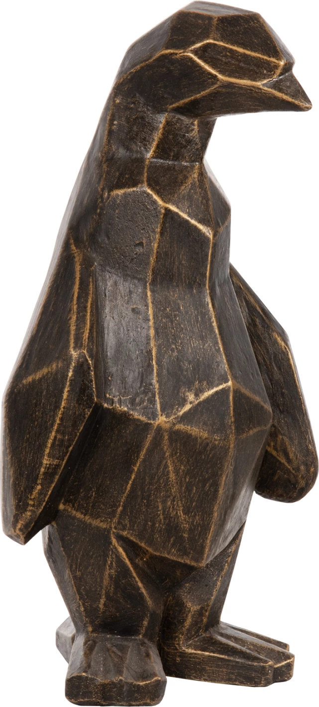 Talna dekoracija pingvin FH7913 GRC v črni patini z zlatimi detajli 30x20x60H cm