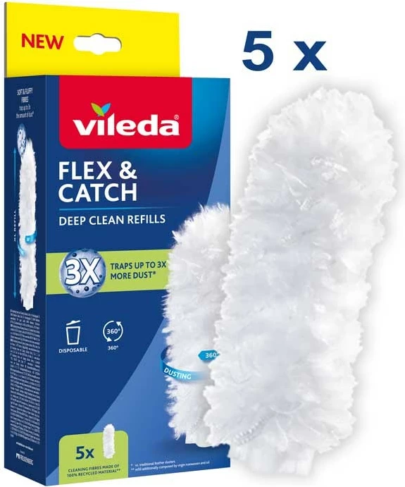 Nadomestni vložki za ročno metlo Vileda Flex&Catch, 5 kos, beli