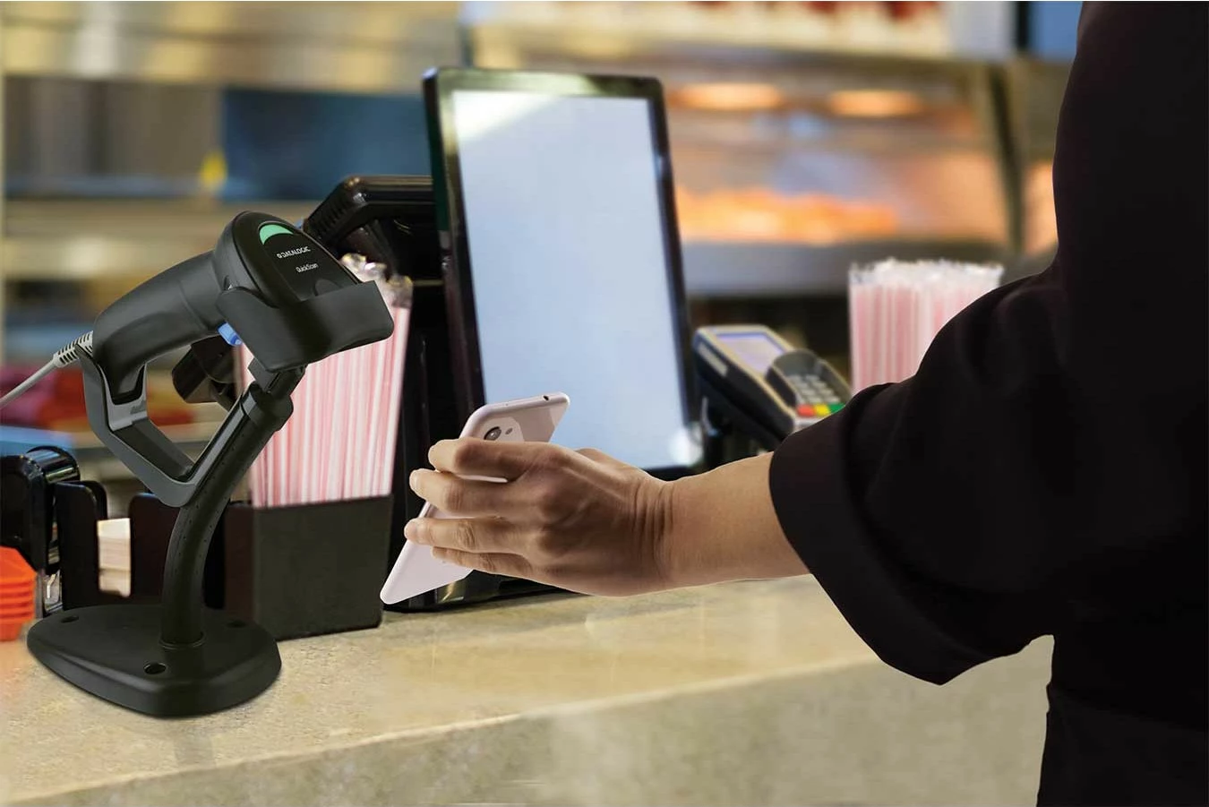 Lazer za branje črtnih kod, 1D, z žico, črn Datalogic QD2220