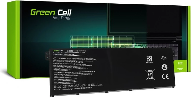 Baterija za prenosnik Green Cell AC52 za Acer Aspire E11, 11.4V, 2100 mAh, črna