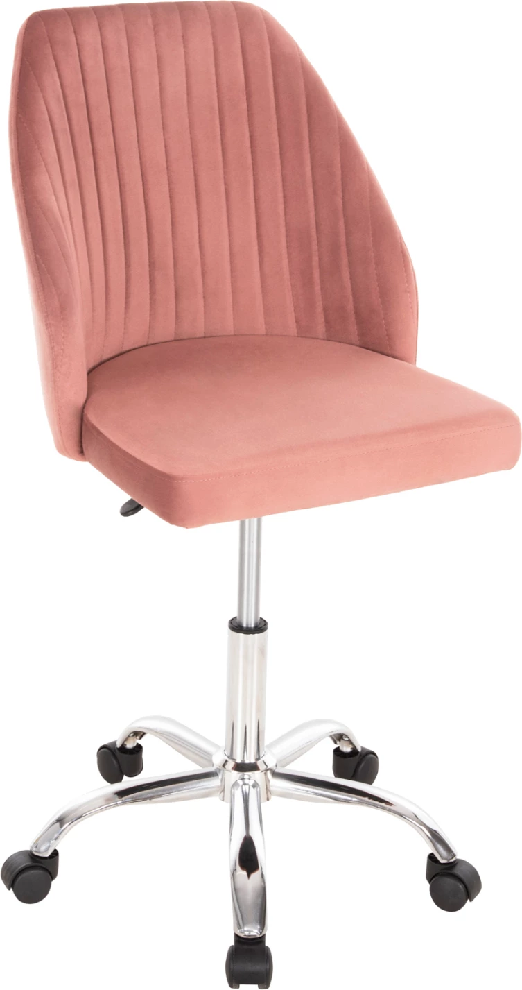 Pisarniški stol HOLLIS FH9008.02 iz žametno kovinske osnove v prašno roza barvi 58x58x85Hcm
